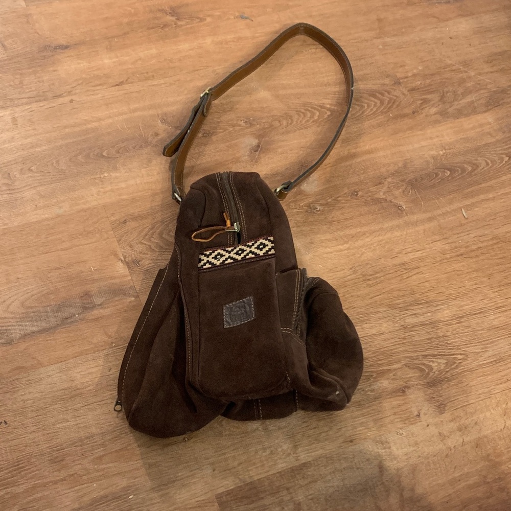 Men's Brown Suede Sling Bag - Unbranded